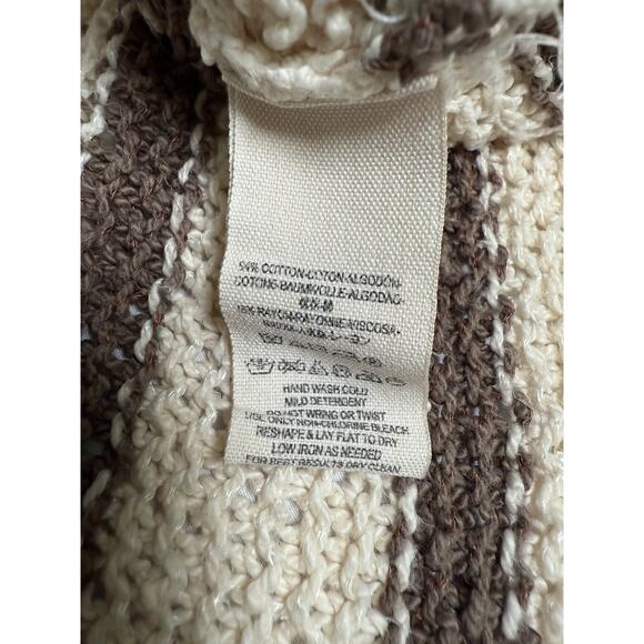 Free People Circle Back Cardigan Oversized Striped Brown Tan Size MEDIUM - Picture 11 of 11